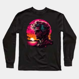 Zombie Relaxing Under Synthwave Sun Long Sleeve T-Shirt